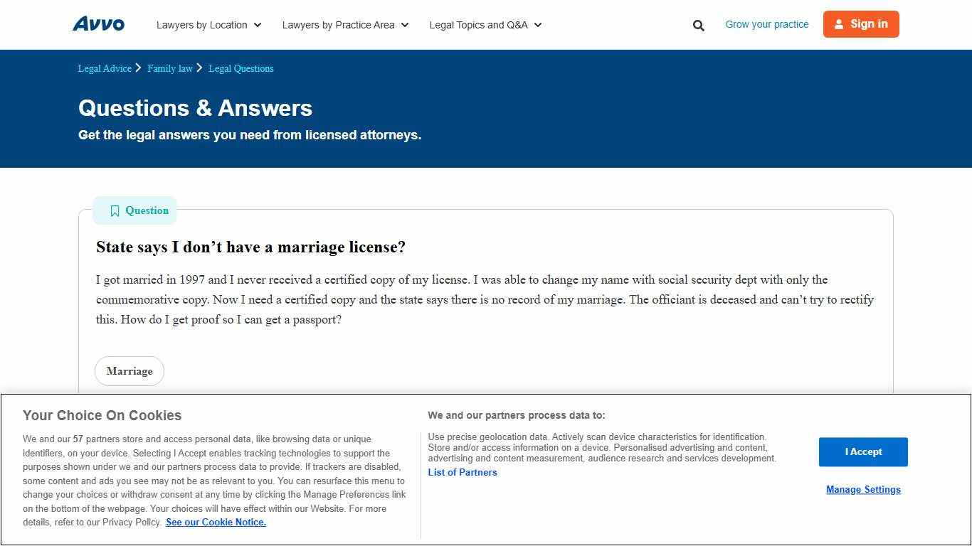 State says I don’t have a marriage license? - Legal Answers